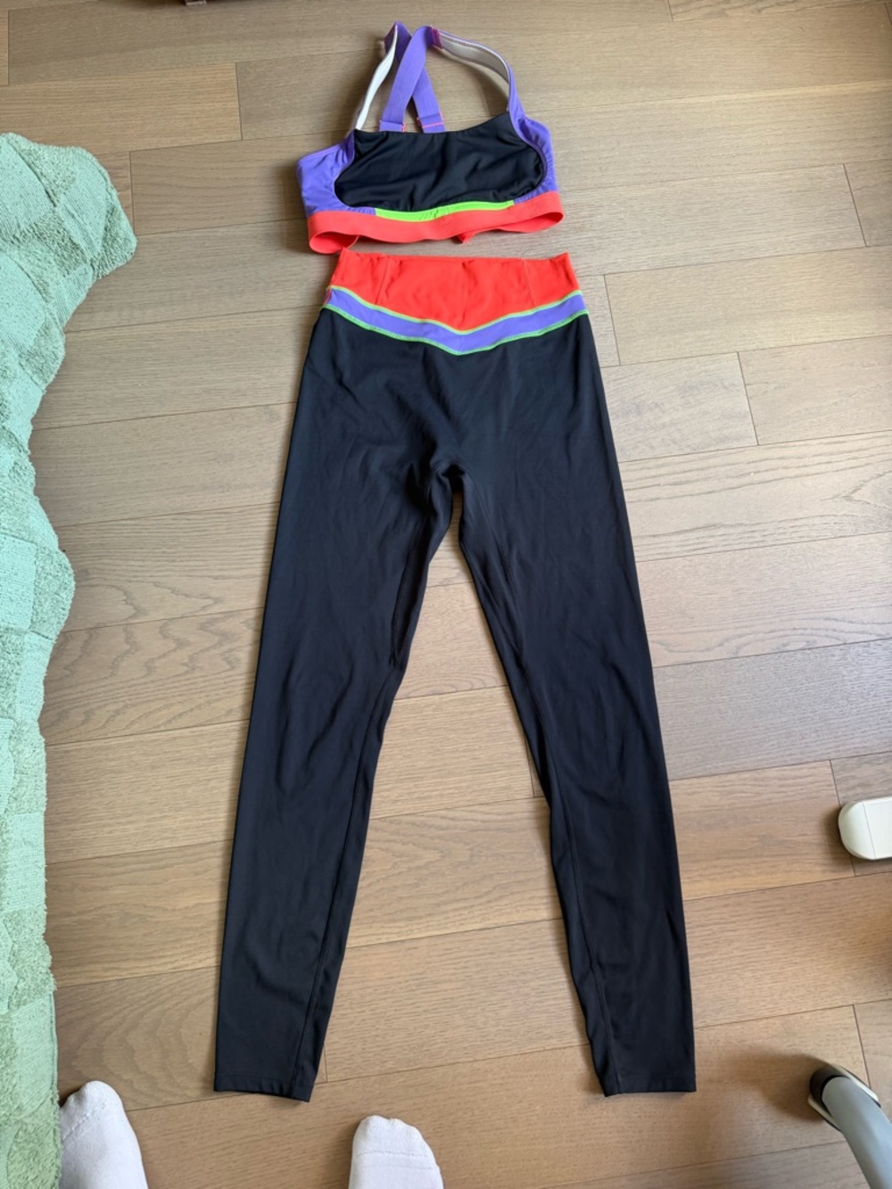 KELSEY ANDERSON VITALITY SET!!! Black Leggings with Neon Coral & Lime  Waistband